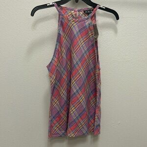 J. Crew High Neck Plaid Tank Top
